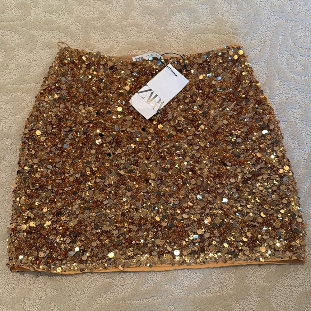 Zara New with tag sparkly gold skirt